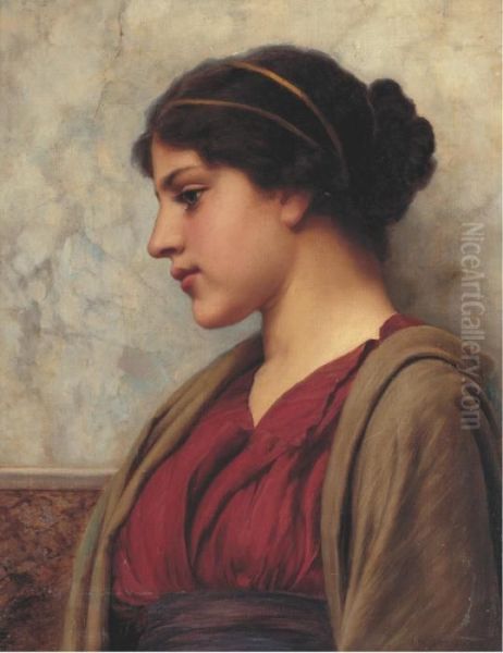 A Classical Beauty, Far-away Thoughts Oil Painting by John William Godward