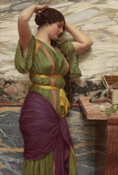 A Fair Reflection Oil Painting by John William Godward