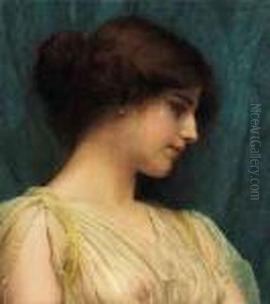 Study Of A Girl's Head Oil Painting by John William Godward