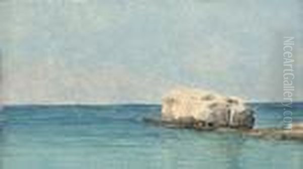 Seascape With Rock, Capri Oil Painting by John William Godward