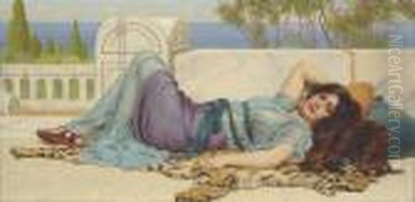 Mischief And Repose Oil Painting by John William Godward