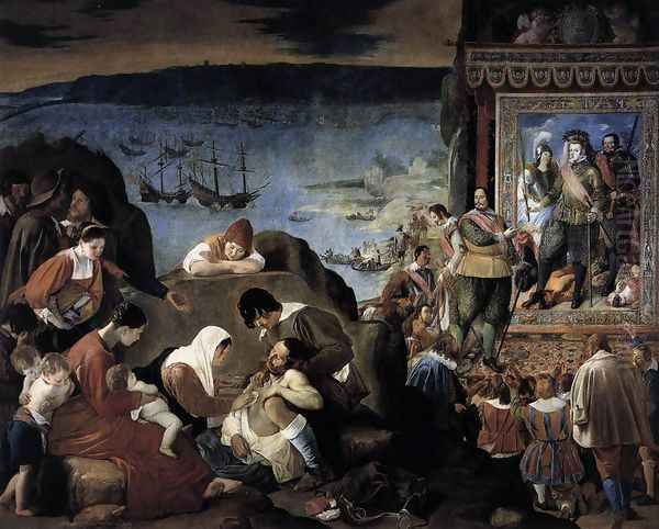 The Recapture of Bahia in 1625, 1634-35 Oil Painting by Fray Juan Bautista Maino