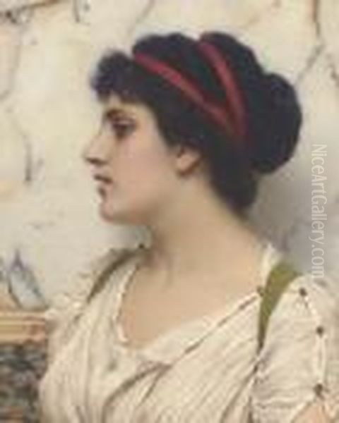 Portrait Of A Young Woman Oil Painting by John William Godward