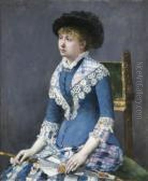 Portrait De Femme A L'ombrelle Oil Painting by Norbert Goeneutte