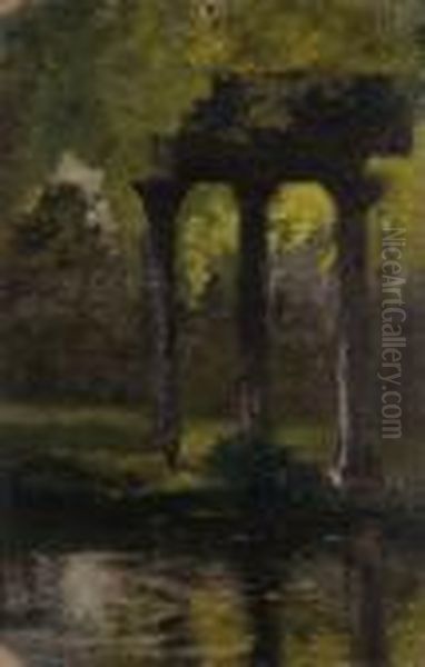 Vue Presumee Des Colonnes Du Parc Monceau, Paris Oil Painting by Norbert Goeneutte