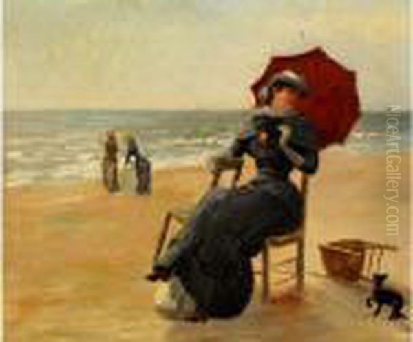 Anna Am Strand Oil Painting by Norbert Goeneutte