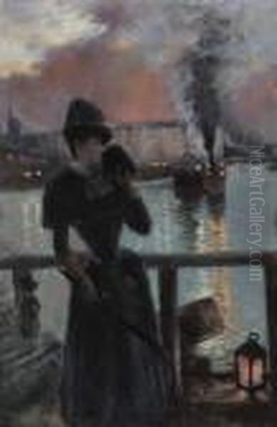 Crepuscule Parisien Oil Painting by Norbert Goeneutte