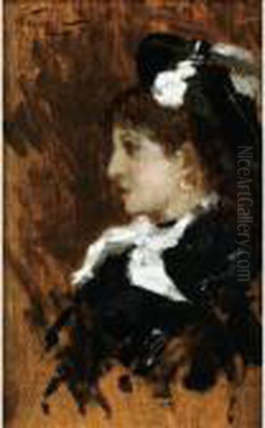 Portrait Presume D'eva Gonzales 
De Profil [ ; Presumed Portrait Of Eva Gonzales In Profile ; Oil On 
Panel Signed Upper Left ; Will Be Included In The Catalogue Raisonne 
Being Prepared By The Grand-nephew Of The Artist, Norbert-georges 
Goeneutte] Oil Painting by Norbert Goeneutte