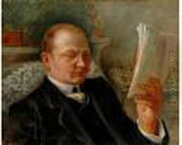 Portrait Homme A La Lecture, Circa 1890 Oil Painting by Norbert Goeneutte