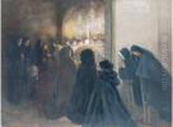 Procession Dans Une Eglise Oil Painting by Norbert Goeneutte