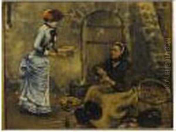 La Marchande De Paniers Oil Painting by Norbert Goeneutte