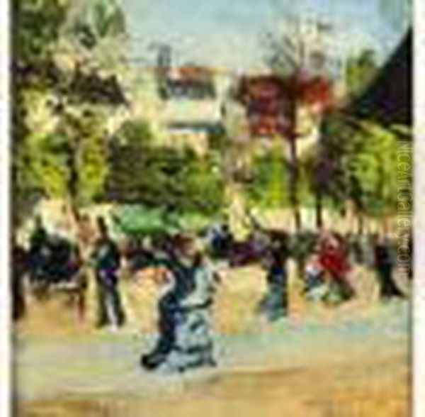 < Elegantes Sur Les Boulevards >. Oil Painting by Norbert Goeneutte