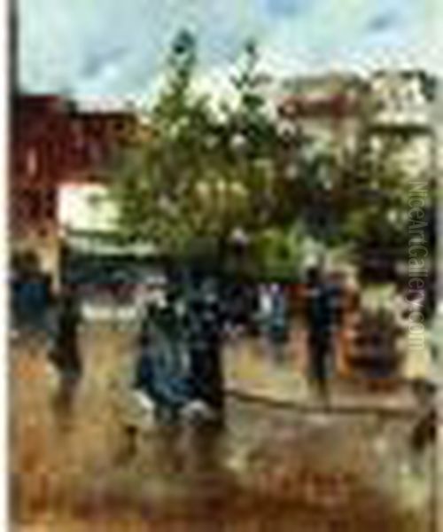 < Deux Elegantes, Place Clichy >. Oil Painting by Norbert Goeneutte