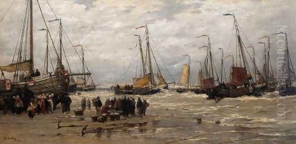 Pinks in the Breakers Oil Painting by Hendrik Willem Mesdag