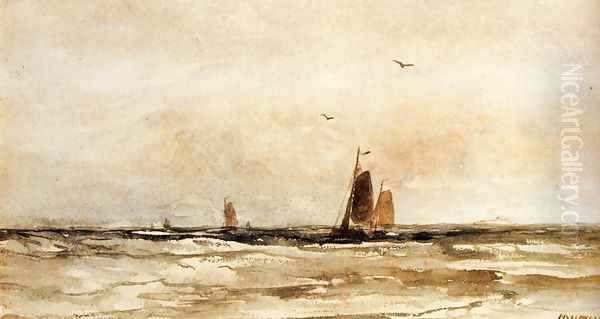 Seascape Oil Painting by Hendrik Willem Mesdag