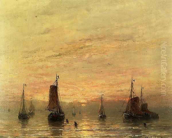 Summer Sunser, Scheveningen Oil Painting by Hendrik Willem Mesdag