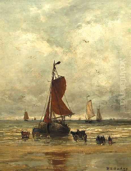 Au bord de la mer Oil Painting by Hendrik Willem Mesdag