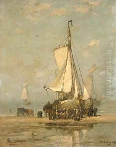 Sorting the day's catch Oil Painting by Hendrik Willem Mesdag