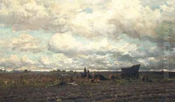 Harvesting potatoes, Drenthe Oil Painting by Hendrik Willem Mesdag