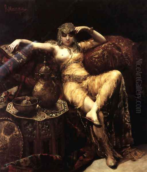 A Harem Beauty Oil Painting by Francisco Masriera y Manovens