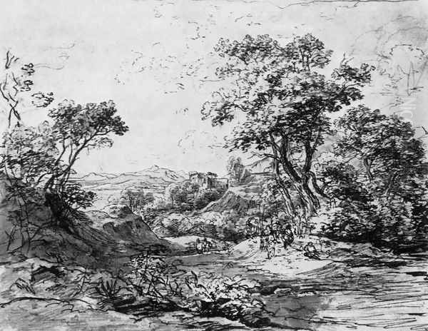 Landscape Sketch Oil Painting by Karoly, the Elder Marko