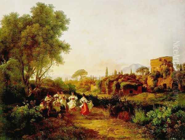 Wine Harvest (Tarantella) 1835 Oil Painting by Karoly, the Elder Marko