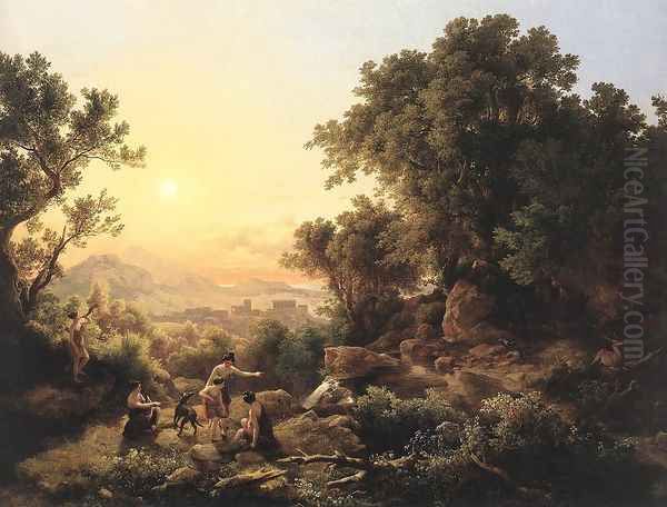 Diana at the Hunt (Hunting Nymphs) 1833 Oil Painting by Karoly, the Elder Marko