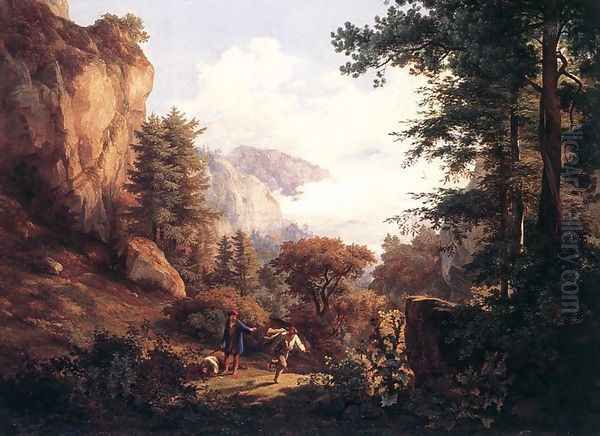 Wanderer and his Guard 1829 Oil Painting by Karoly, the Elder Marko