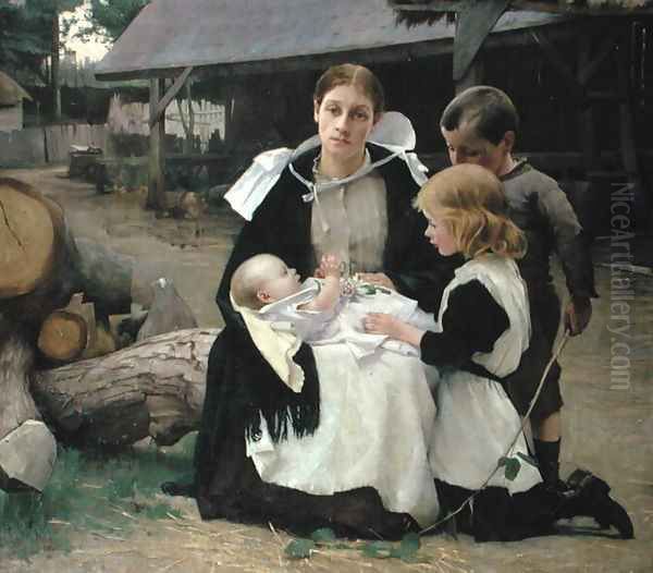 The New Baby, c.1886-88 Oil Painting by Alexander Mann