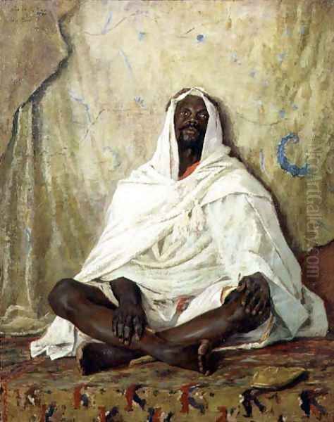 Seated Arab Oil Painting by Alexander Mann