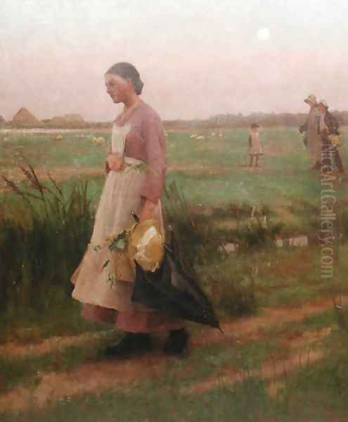 Hop Pickers Returning, 1883 Oil Painting by Alexander Mann