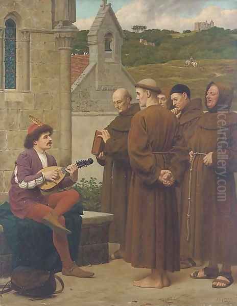 The minstrel, 'A love song for a good life' Oil Painting by Henry Stacy Marks