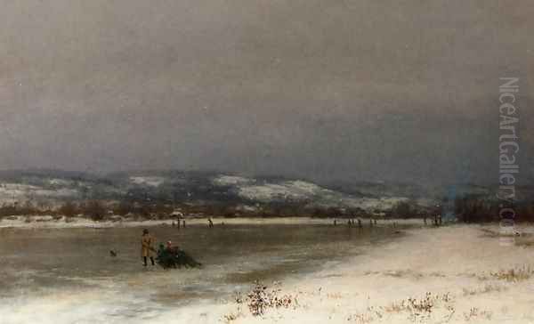 Gathering Christmas Fiinery at Roundout, New Jersey Oil Painting by Jervis McEntee