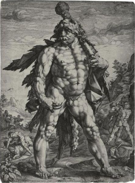 The Great Hercules Oil Painting by Hendrick Goltzius