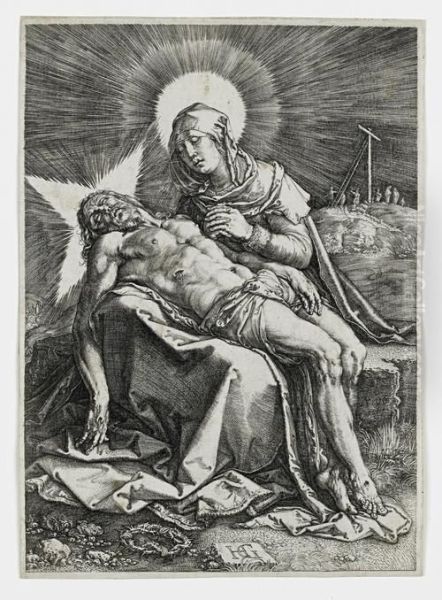 Pieta - Lamentation Of The Virgin Oil Painting by Hendrick Goltzius