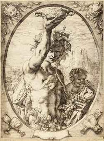 Bacchus Oil Painting by Hendrick Goltzius