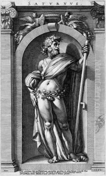 Saturn Oil Painting by Hendrick Goltzius