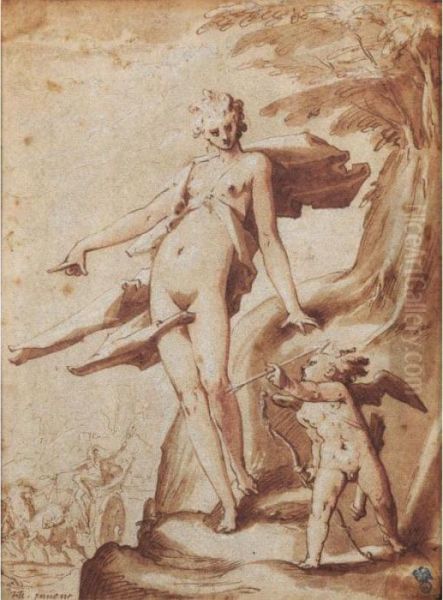 Venus Ordonnant A L'amour De Percer De Ses Fleches Le Coeur De Pluton Oil Painting by Hendrick Goltzius