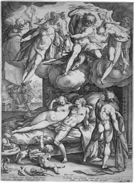 Mars Und Venus Von Vulkan Uberrascht Oil Painting by Hendrick Goltzius