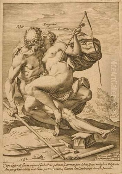 Labor. Diligentia. (arbeit Und Sorgfalt). Oil Painting by Hendrick Goltzius