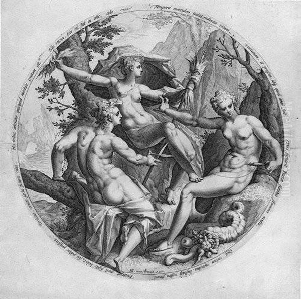 Die Drei Parzen Oil Painting by Hendrick Goltzius