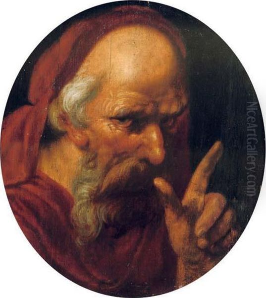 A 'tronie' Of A Bearded Old Man, Possibly Saint Jerome Oil Painting by Hendrick Goltzius