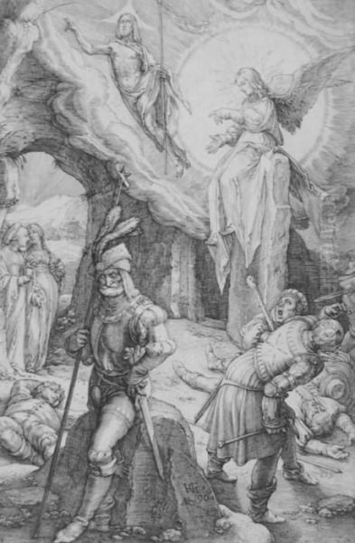 Christ Rising From The Tomb (from The Passion) Oil Painting by Hendrick Goltzius