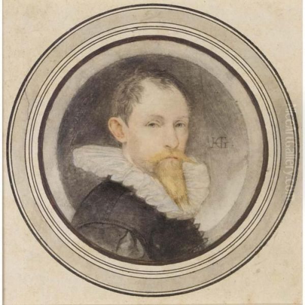 Self-portrait, Within A Drawn Circle Oil Painting by Hendrick Goltzius