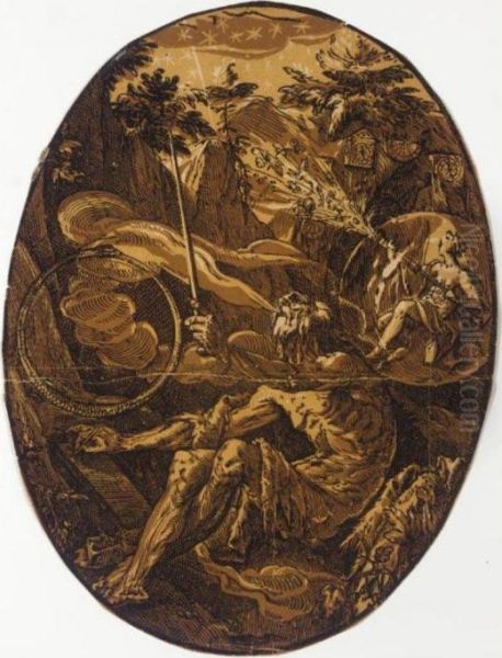 The Magician (hollstein 374; Strauss 418; Bialler 5c) Oil Painting by Hendrick Goltzius