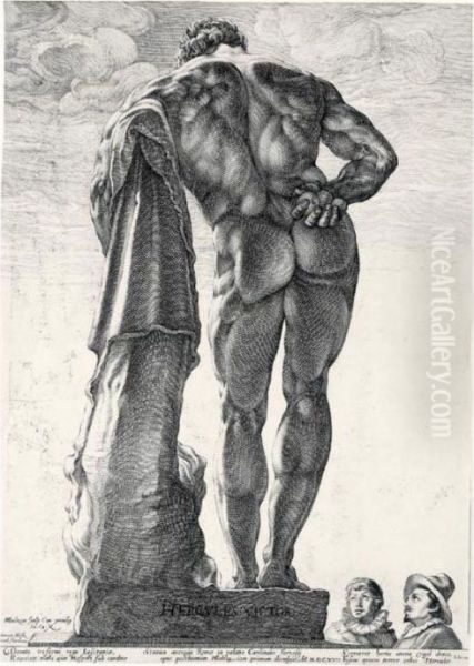 The Farnesian Hercules (hollstein 145) Oil Painting by Hendrick Goltzius