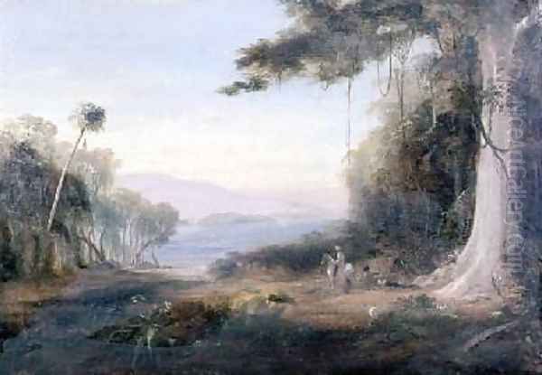 An Illiwara Lake Landscape Oil Painting by Conrad Martens