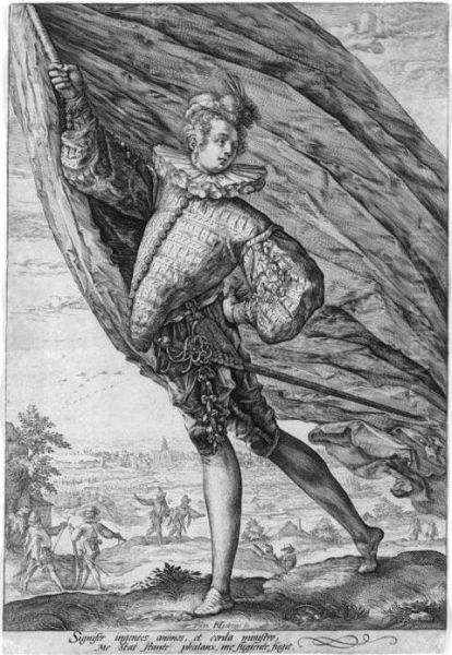 The Great Standard Bearer (b. 125; Holl. 255; Strauss 253) Oil Painting by Hendrick Goltzius