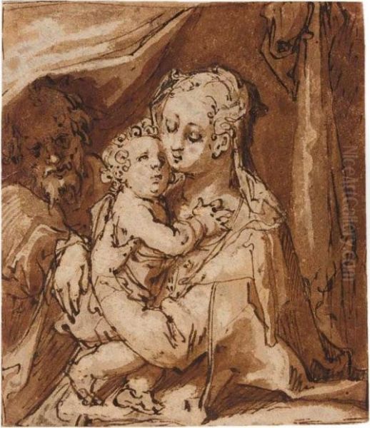 The Holy Family Oil Painting by Hendrick Goltzius