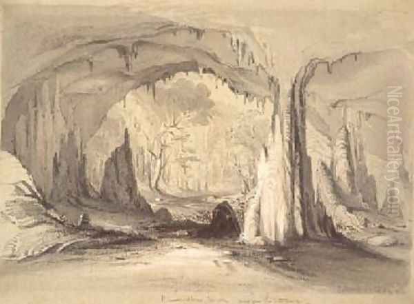 Burrangallong Cavern view from the entrance 1844 Oil Painting by Conrad Martens